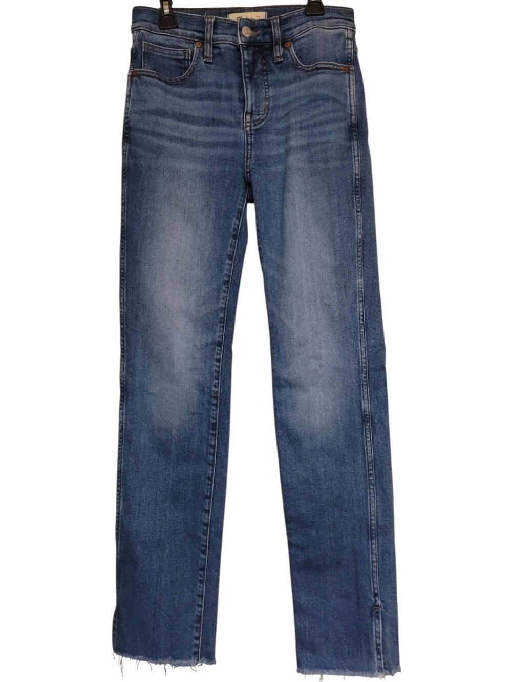 Madewell Mid Rise Stovepipe Jeans Womens Size 25, Measures 26x30 Fringe Hem